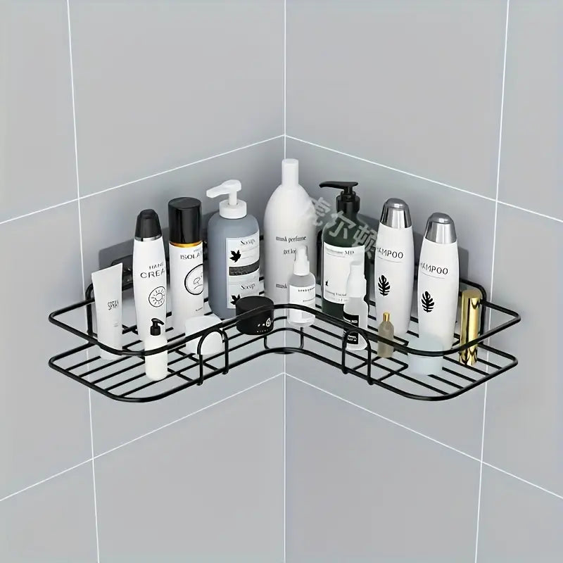 1pc No-Drill Corner Wall-Mounted Toilet Storage