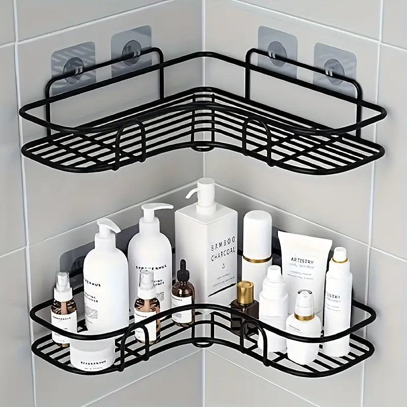 1pc No-Drill Corner Wall-Mounted Toilet Storage