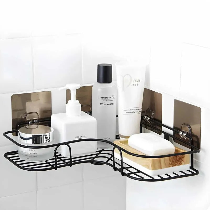 1pc No-Drill Corner Wall-Mounted Toilet Storage