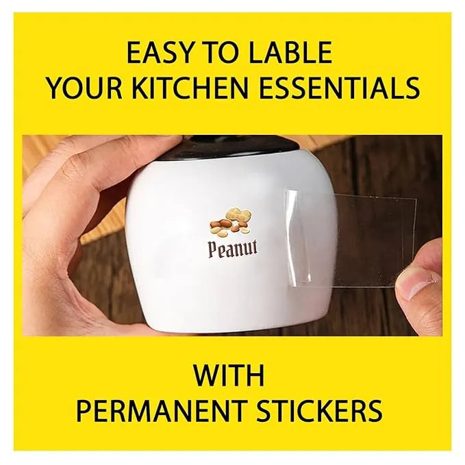 3D Waterproof Kitchen Spice Jar Label Stickers (Pack of 1 - 60 Stickers)