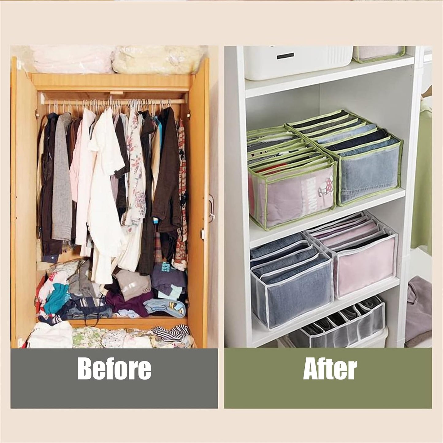 6 Grids Folding Clothes Organizer