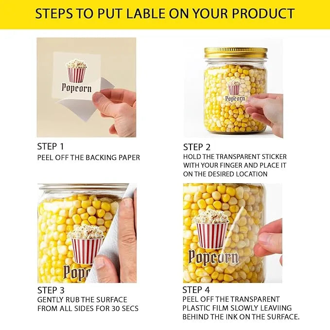 3D Waterproof Kitchen Spice Jar Label Stickers (Pack of 1 - 60 Stickers)