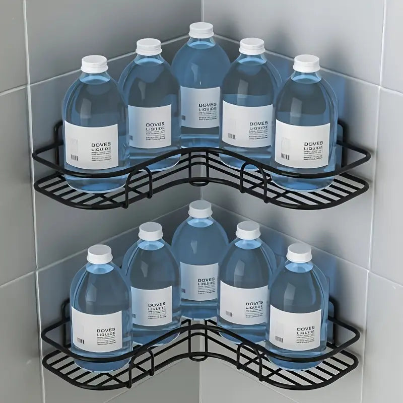 1pc No-Drill Corner Wall-Mounted Toilet Storage