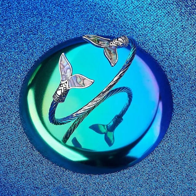 Abalone Shell Mermaid Tail Bangle Bracelet