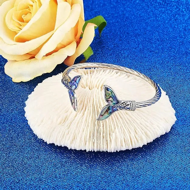 Abalone Shell Mermaid Tail Bangle Bracelet
