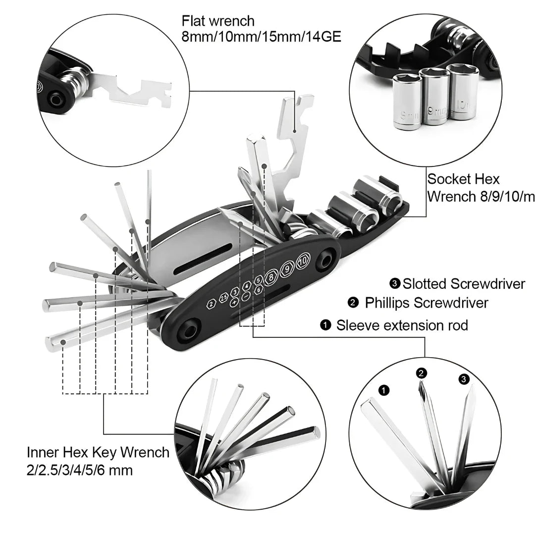 16-in-1 Bike Repair Multi-Tool (Carbon Steel)