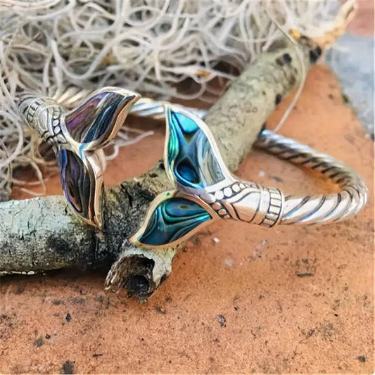 Abalone Shell Mermaid Tail Bangle Bracelet
