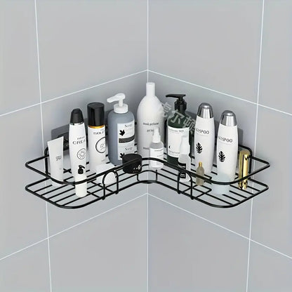 1pc No-Drill Corner Wall-Mounted Toilet Storage
