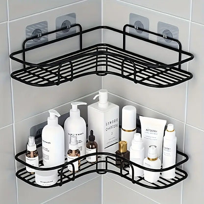 1pc No-Drill Corner Wall-Mounted Toilet Storage