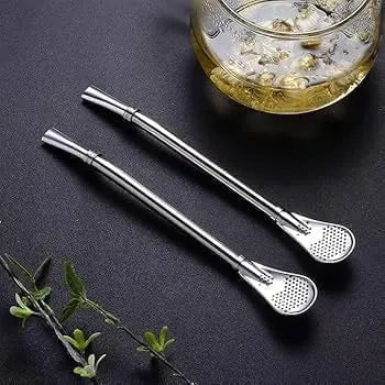 2 in 1 Stainless Steel Drinking Spoon Straws (Pack of 2)