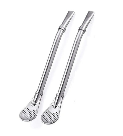 2 in 1 Stainless Steel Drinking Spoon Straws (Pack of 2)