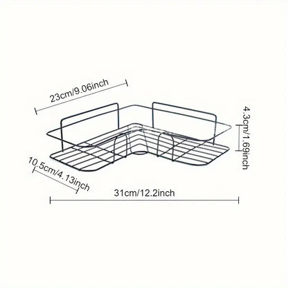 1pc No-Drill Corner Wall-Mounted Toilet Storage