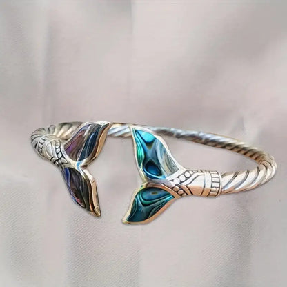 Abalone Shell Mermaid Tail Bangle Bracelet
