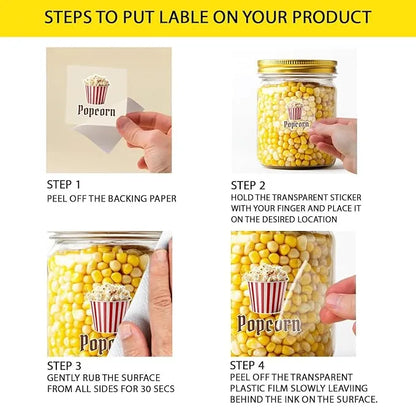 3D Waterproof Kitchen Spice Jar Label Stickers (Pack of 1 - 60 Stickers)