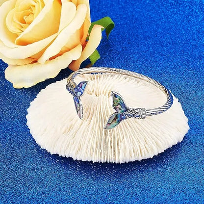 Abalone Shell Mermaid Tail Bangle Bracelet