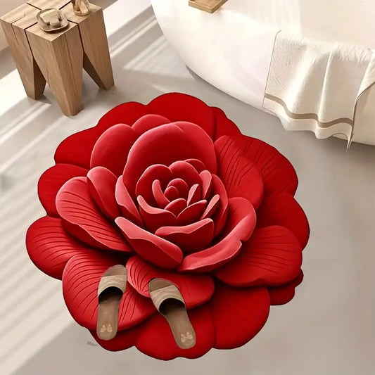 3D Flower Design Floor Mat, Quick Dry Non Slip (Pack of 2)