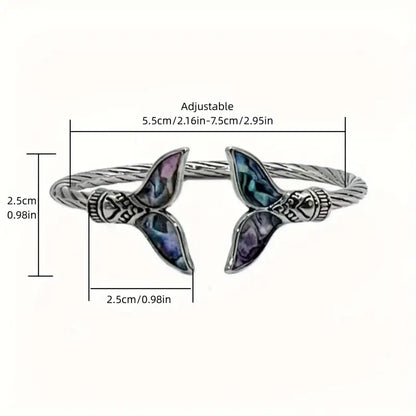 Abalone Shell Mermaid Tail Bangle Bracelet