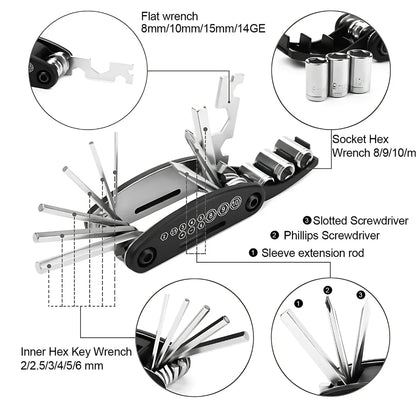 16-in-1 Bike Repair Multi-Tool (Carbon Steel)